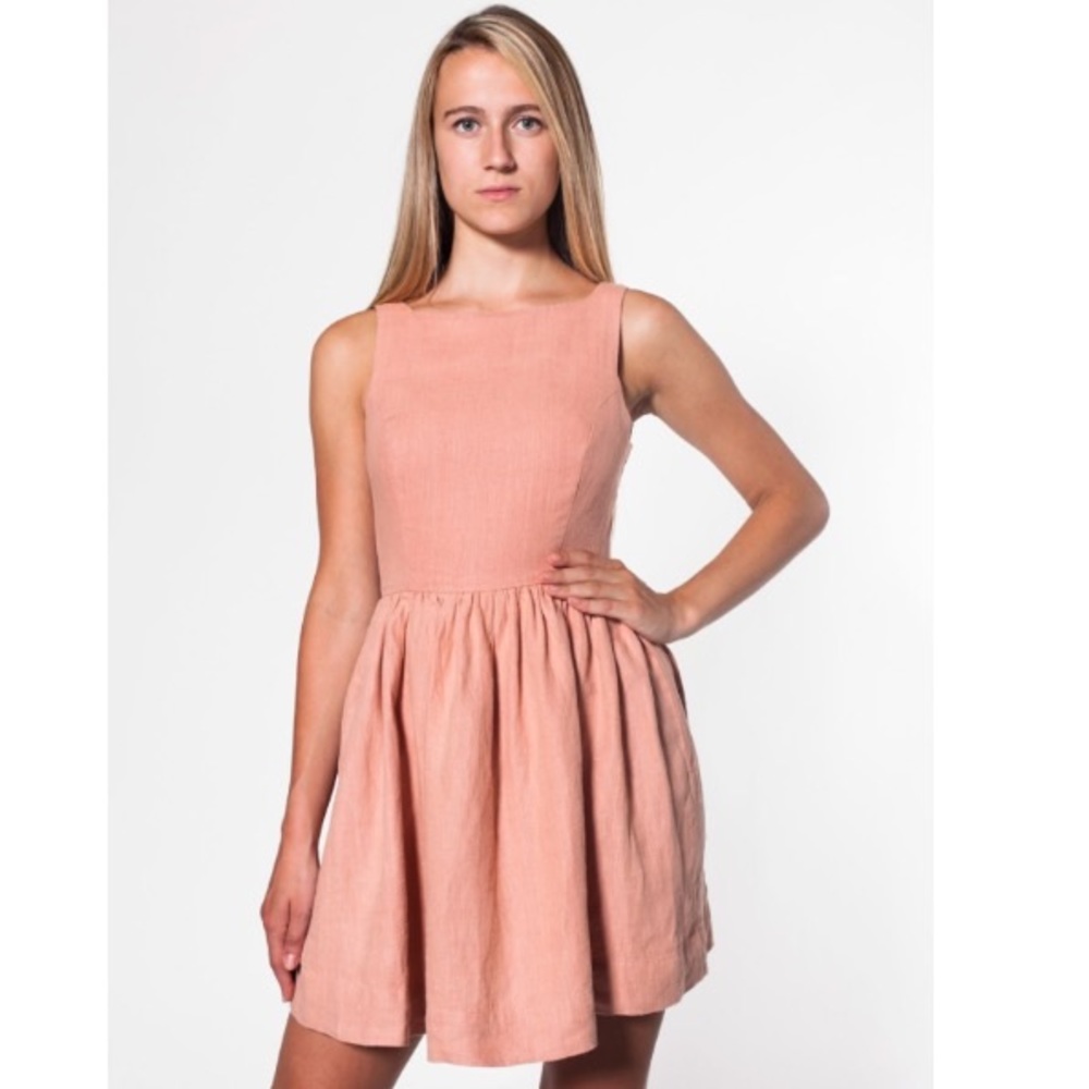 American Apparel Linen Dress Blush Pink Size Small